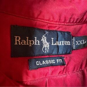 Ralph Lauren Men’s Size XXL Red Casual Button Down‎ Shirt AND 2 Pair RL Socks
